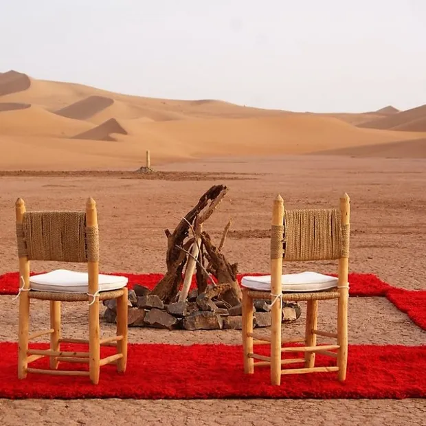 Privatreise Marokko, Lagerfeuer, Ghazala Desert Camp, Erg Chigaga, Marokko