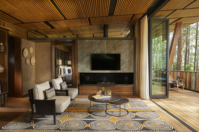 Lounge der Virunga Suite, One & Only Gorilla's Nest, Ruanda Reisen