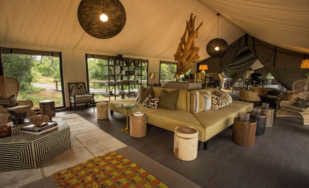 Lounge Gomoti Plains Camp, Botswana Rundreise