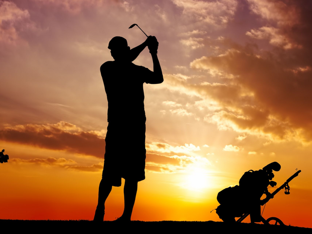 Golfer, Marokko, Sonnenuntergang