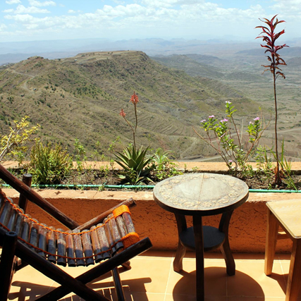 Terrasse Maribela Hotel, Äthiopien Rundreise 