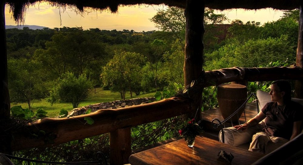 Privatreise Uganda, Terrasse mit Ausblick, Semliki Safari Lodge, Uganda