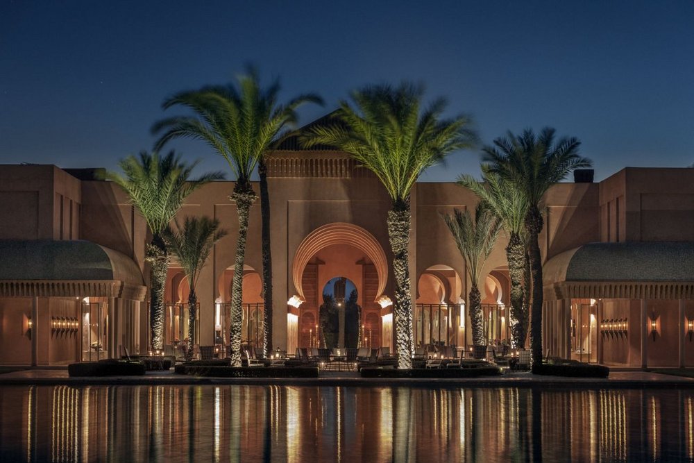 Individualreise Marokko, Amanjena Luxury Resort bei Nacht, Marrakesch, Marokko