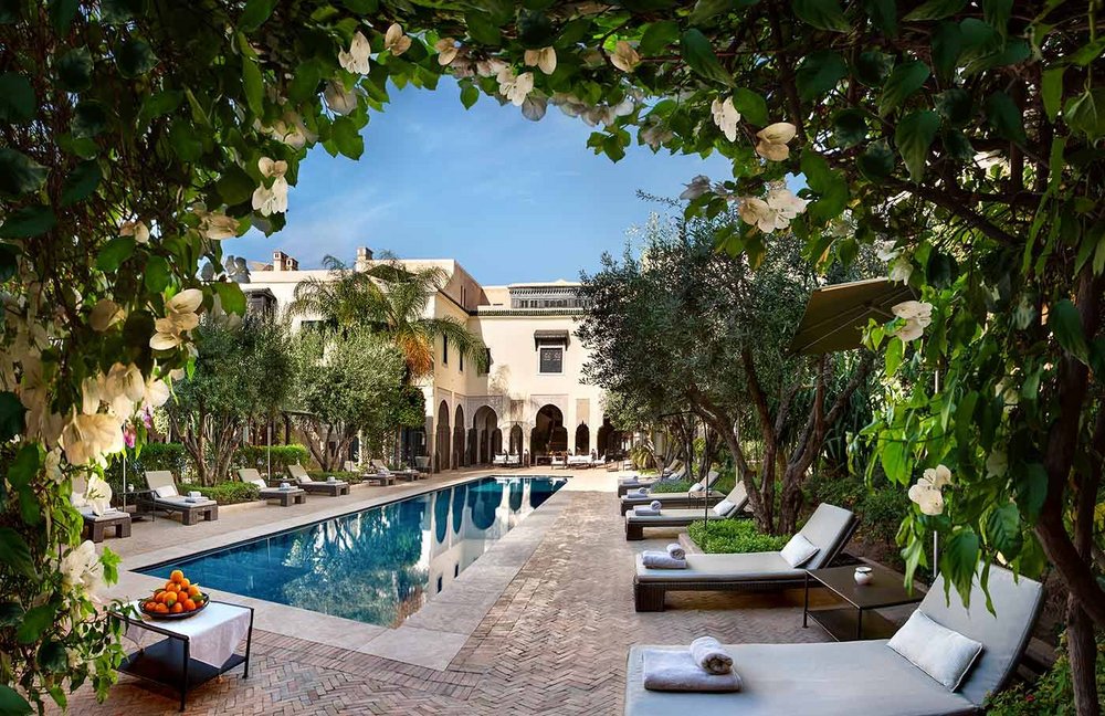 Privatreise Marokko,Innenhof mit Pool, La Villa des Orangers, Marrakesch, Marokko